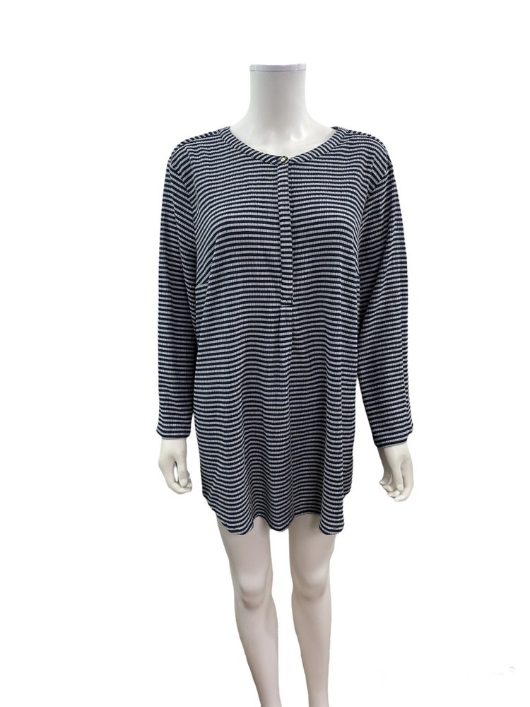 Liz Claiborne Women’s Size XXLT Long Sleeve Round Neck Striped Blouse