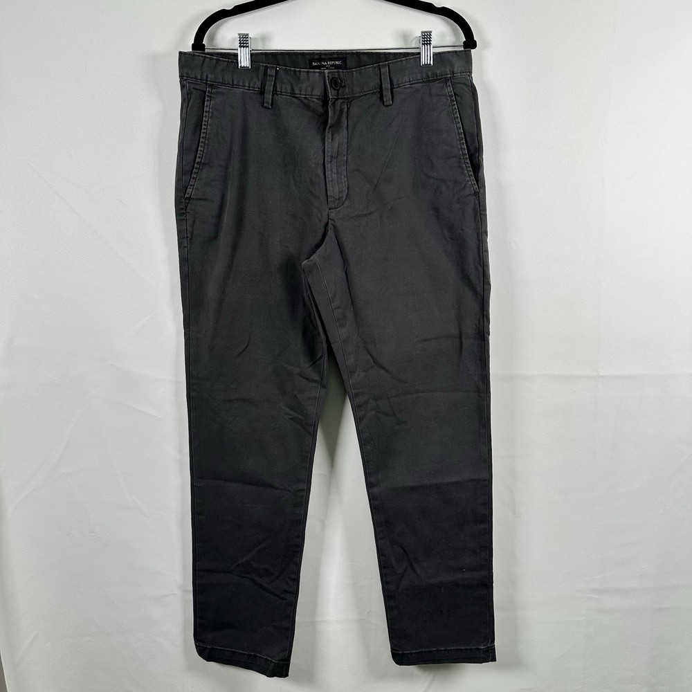 Banana Republic Men's Gray Fulton Skinny Straight Chino Pants 33x30