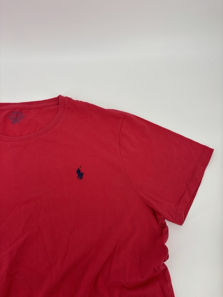 Polo Ralph Lauren T Shirt Mens XXL Red Custom Slim Fit Blue Pony Logo Cotton Tee