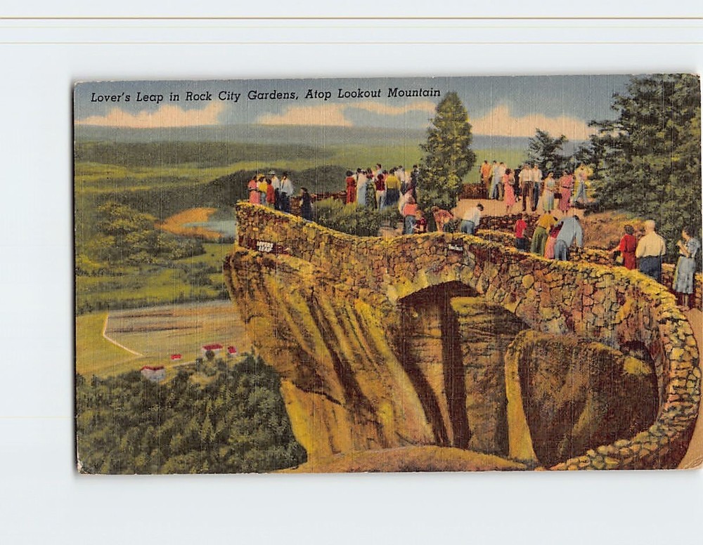 Postcard Lover's Leap Rock City Gardens Atop Lookout Mountain Georgia USA
