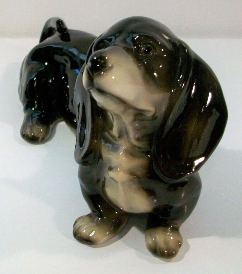 Royal Crown Long Eared Dachshund Dog Porcelain Figurine, Japan