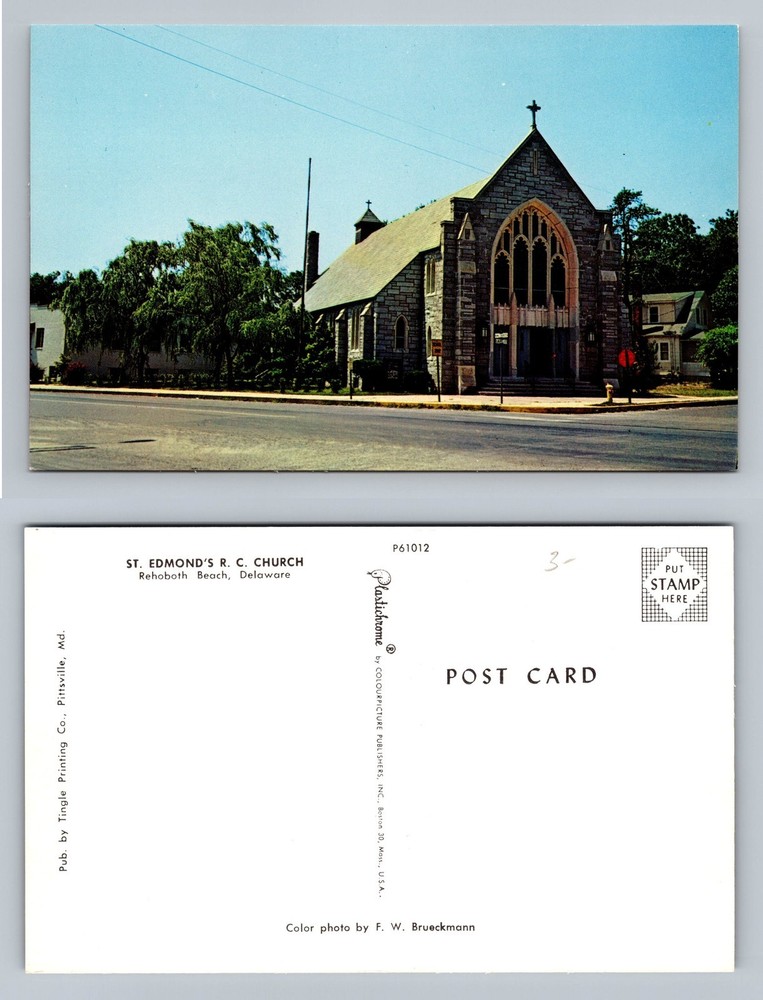 Rehoboth Beach, DE-Delaware, St. Edmond's RC Church Card, Vintage Postcard