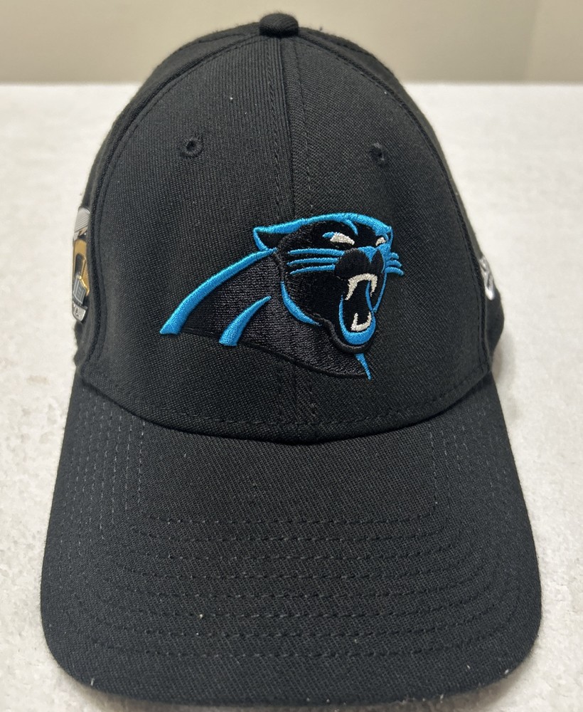 New Era 39Thirty Carolina Panthers Hat Cap Black Small/Med NFL Super Bowl 50