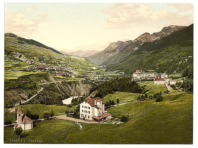Photo:Vulpera Lower Engadine Grisons Switzerland 1890s General View Valley