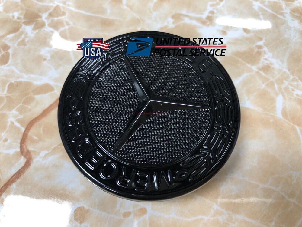 Glossy Black AMG Flat Laurel Wreath Hood Emblem for Mercedes W213 E300