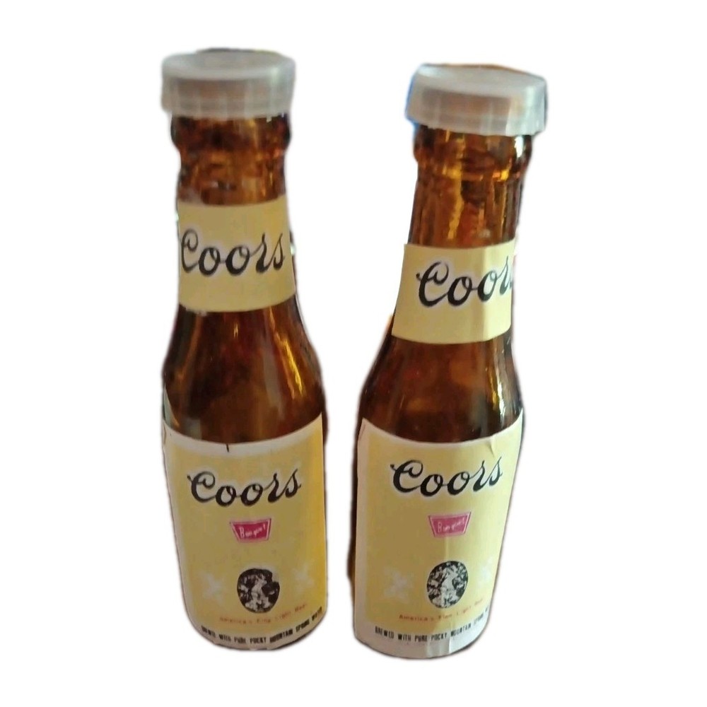 Vintage Coors Beer Bottle Glass Salt And Pepper Shaker Set