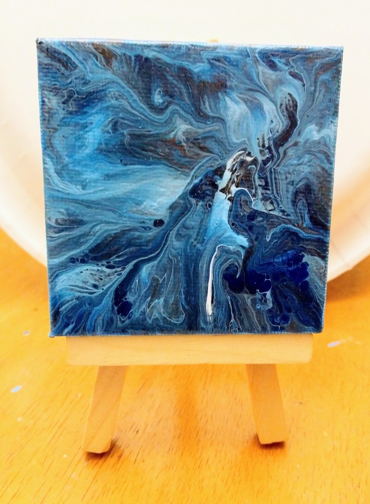 Abstract Acrylic Mini Canvas 3x3 Inch with Easal and Magnet Backing  -image