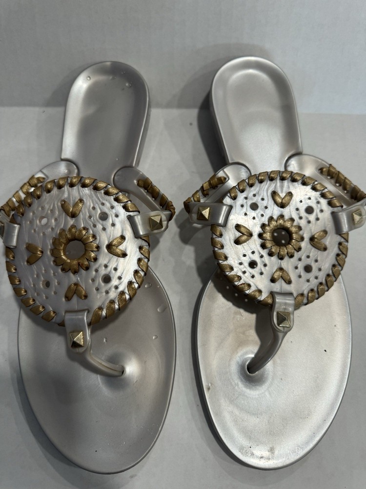 Womens Jack Rogers Jelly Sandals Silver/gold Size 8