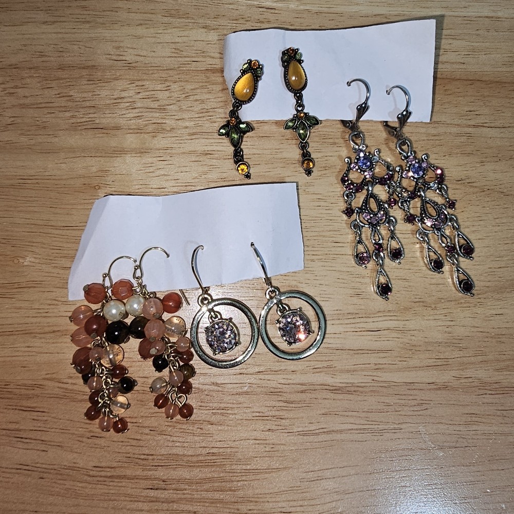 4 Pair Vintage Pierced Earrings Lot