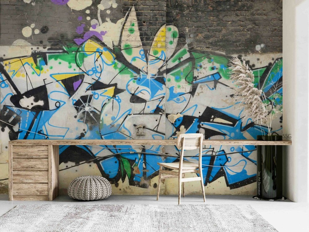 3D Abstract Color Graffiti Self-adhesive Removable Wallpaper Murals Wall 118-image