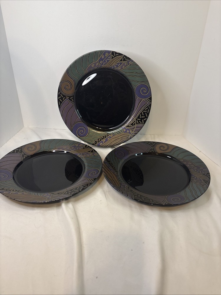 Arcoroc France Tampico Dinner Plates 10 3/4 inch SET of 3
