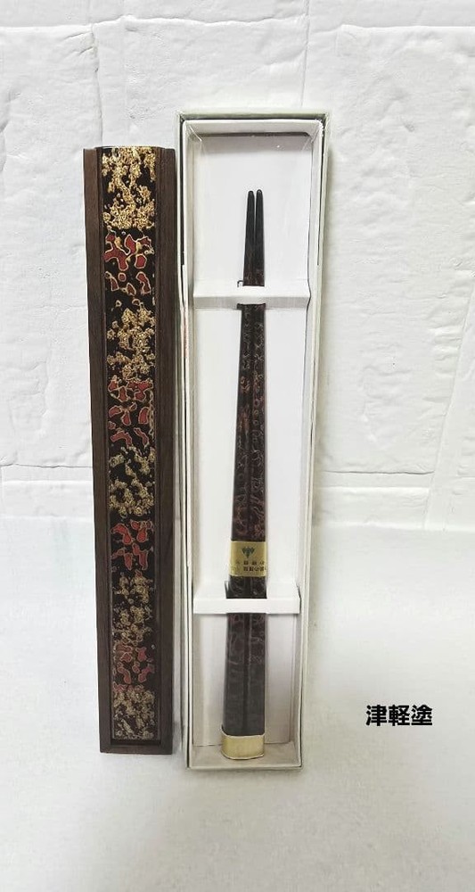 Tsugaru Lacquered Chopsticks & Box Set Brown Natural Wood Japanese Style