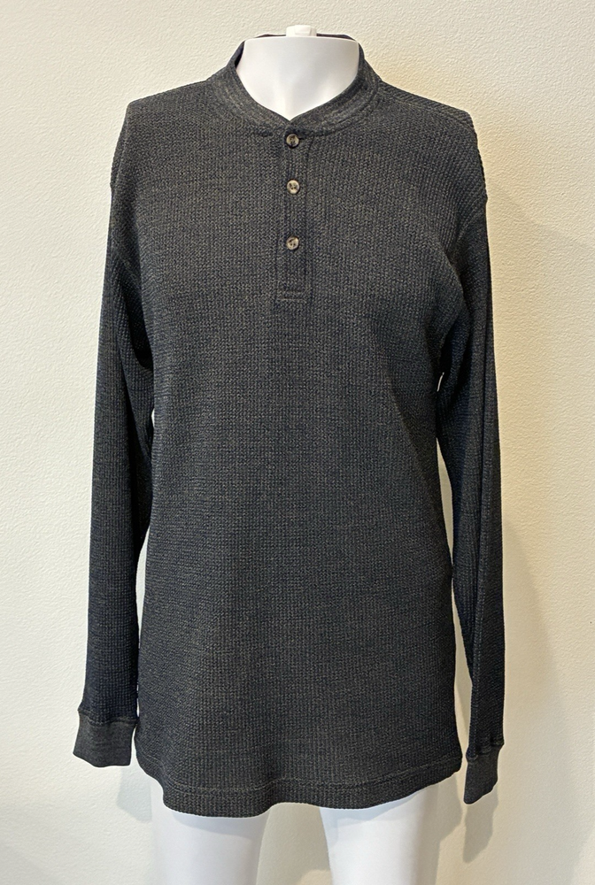 Vintage Northwest Territory Shirt Mens L Gray Thermal 1/4 Button Henley Casual