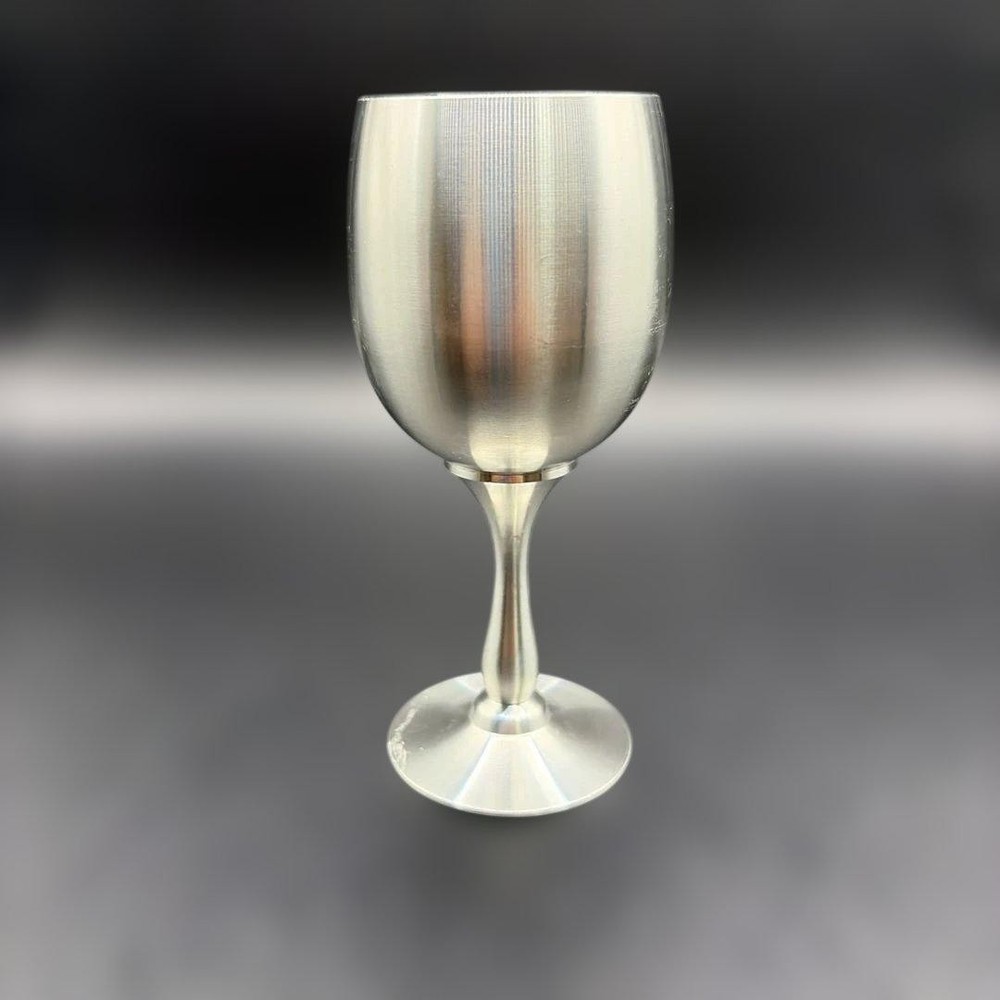 Rare Tin Goblet  Japanese Sake Wine Glass  Metal Craft  Vintage Unique