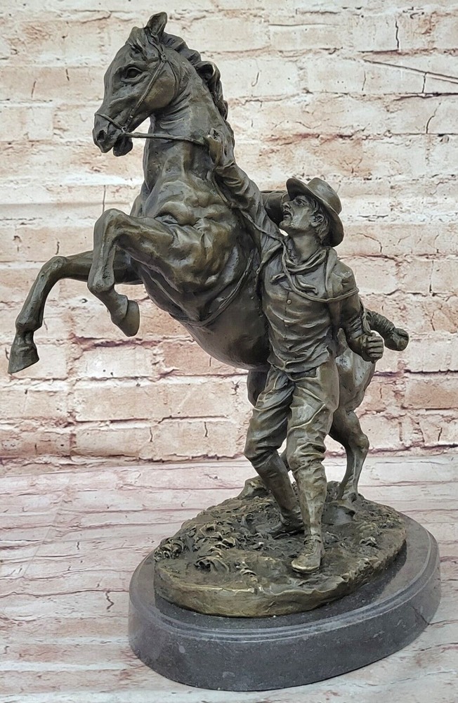 Signed Milo Excited Rearing Horse Bronze Sculpture Figurine Statue Hot Cast Gift