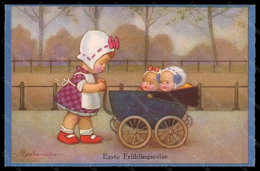 Artist Signed Illustratori E. Colombo Girl Babies Children serie 2246 pc VK6005
