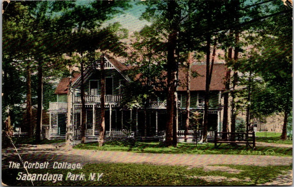 1908 Corbett Cottage Sacandaga Park NY Postcard - Valentine & Sons