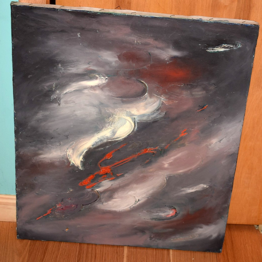 1960s Boston Mid Century Amazing Abstract Drip Painting Edward Cooper 18x25
