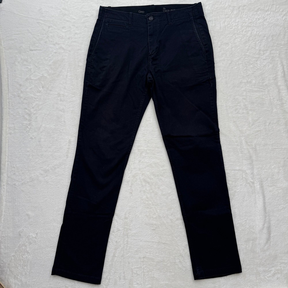 Gap Chino Pants Mens 32x32 Navy Blue Lived-In Slim Fit Cotton Stretch Trousers