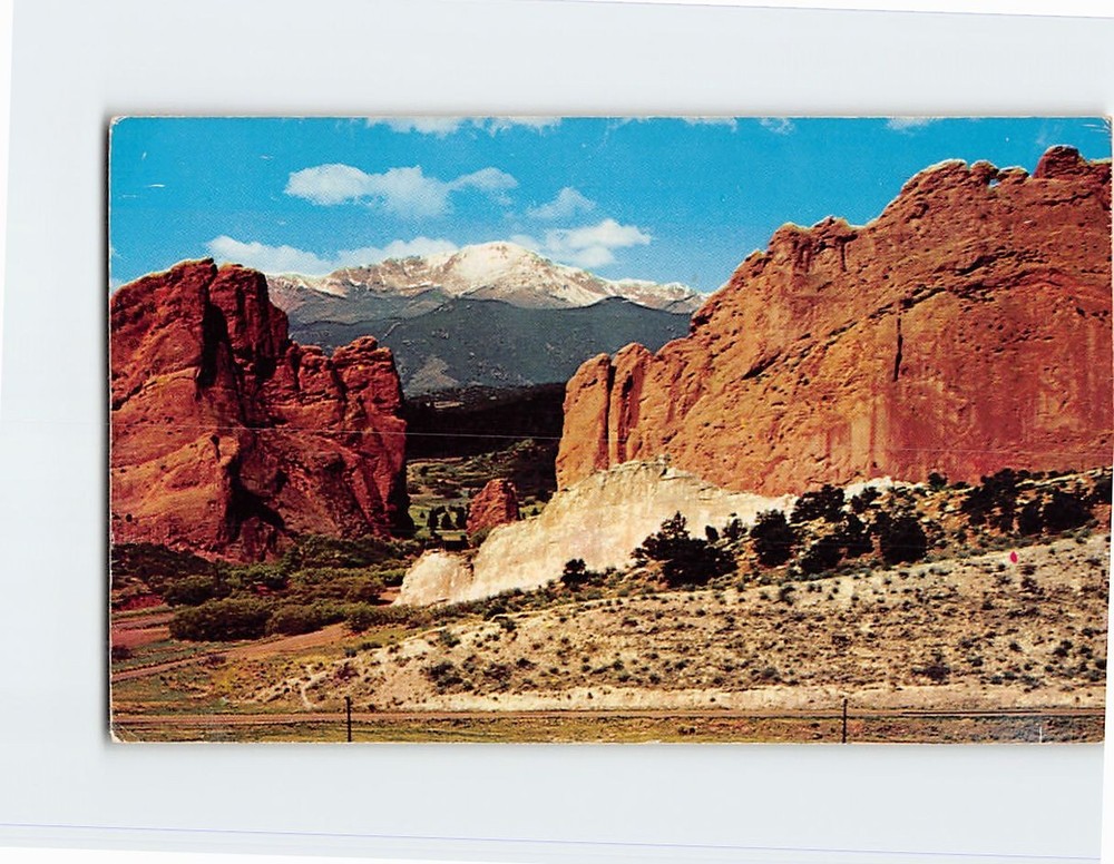 Postcard Pikes Peak Gateway of the Garden of the Gods Colorado USA
