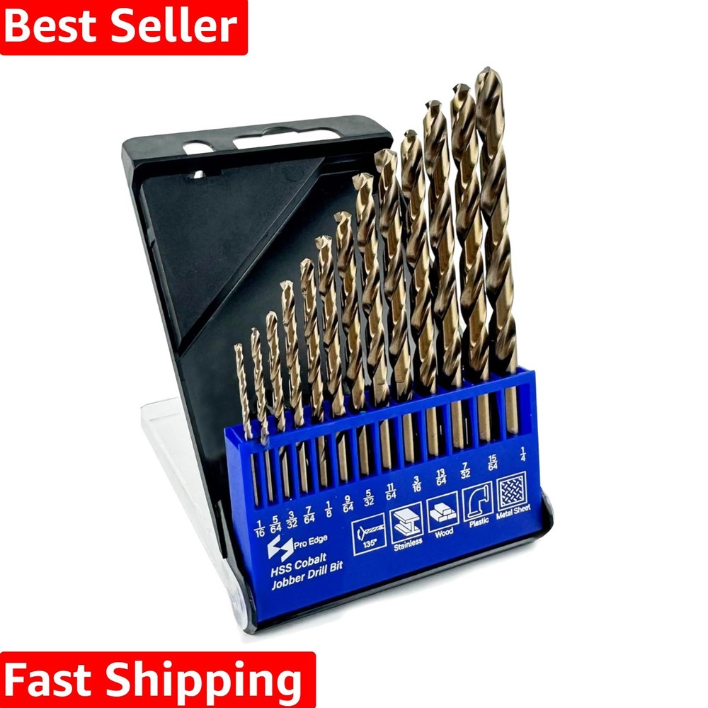 M35 High-Speed Steel Drill Bits Set: 13-Piece 135° Split Point for All Materials