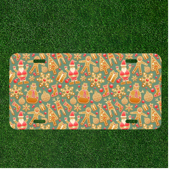 Custom Personalized Car License Plate With Pattern Seamless Gingerbread