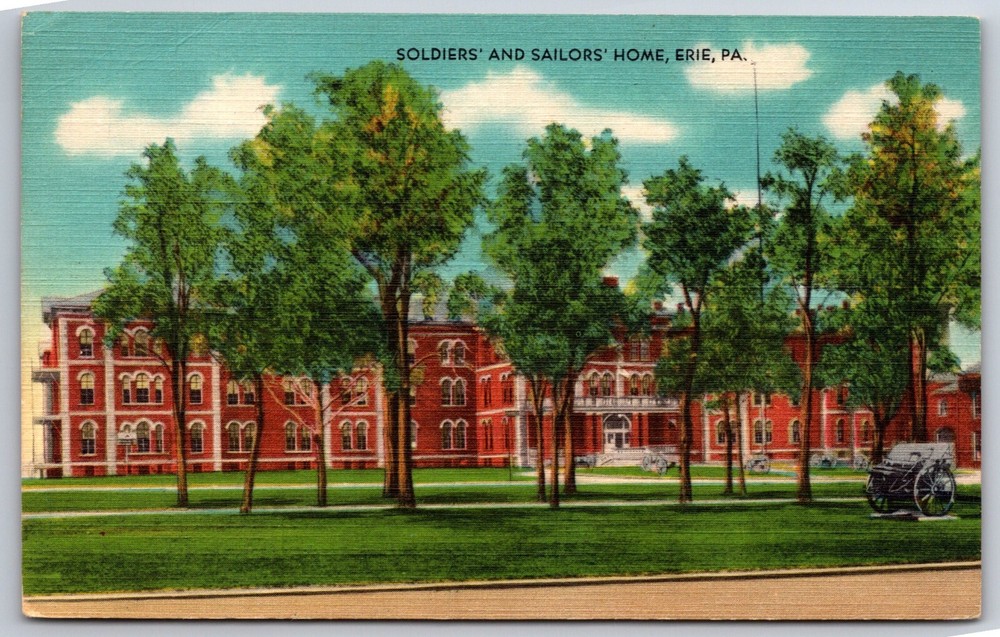 Erie Pennsylvania~Soldiers' & Sailors' Home~Vintage Linen Postcard