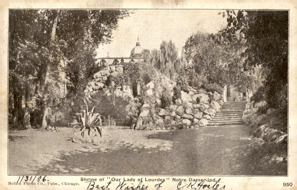 Shrine of Our Lady of Lourdes, Notre Dame, 1906 Postcard