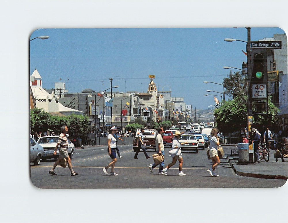 Postcard Tourist shopping along Revolucion Avenue Tijuana Mexico