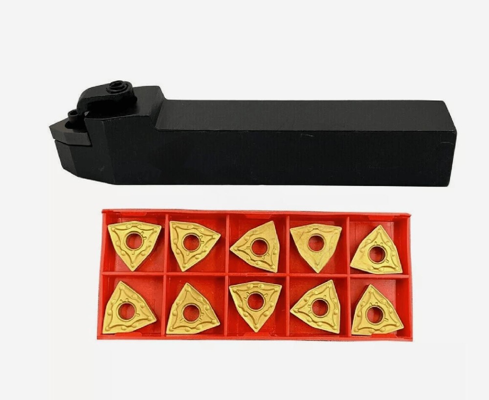 Set of 20mm Lathe Turning Tool Holder MWMNN2020K08 + 10 WNMG0804 Carbide Inserts