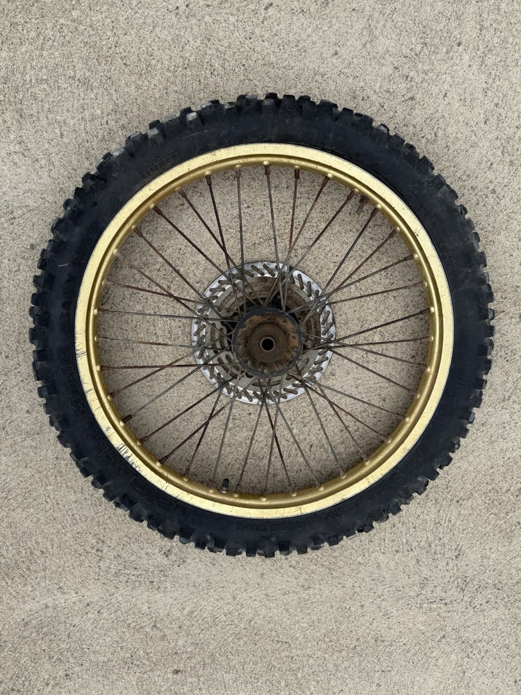 Honda CR125 CR 125 Front Wheel Gold Rim Tyre Spokes Spoke Hub Oem Genuine 1988