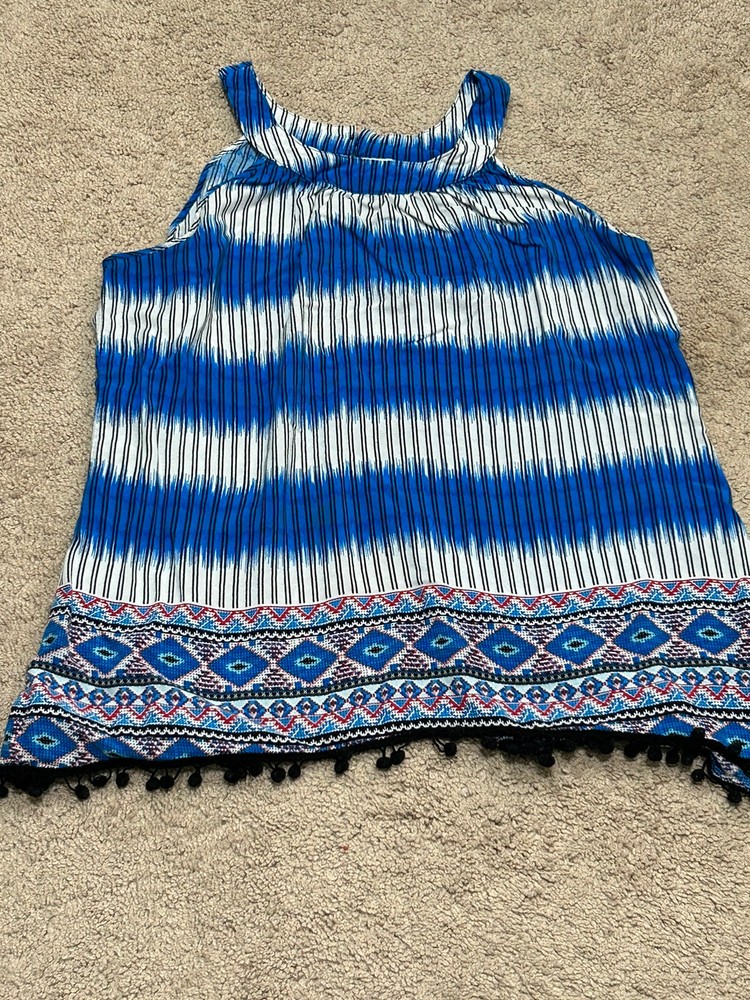 Cato Womens Shirt Size XL Multicolor Print Embellished Sleeveless Flowy