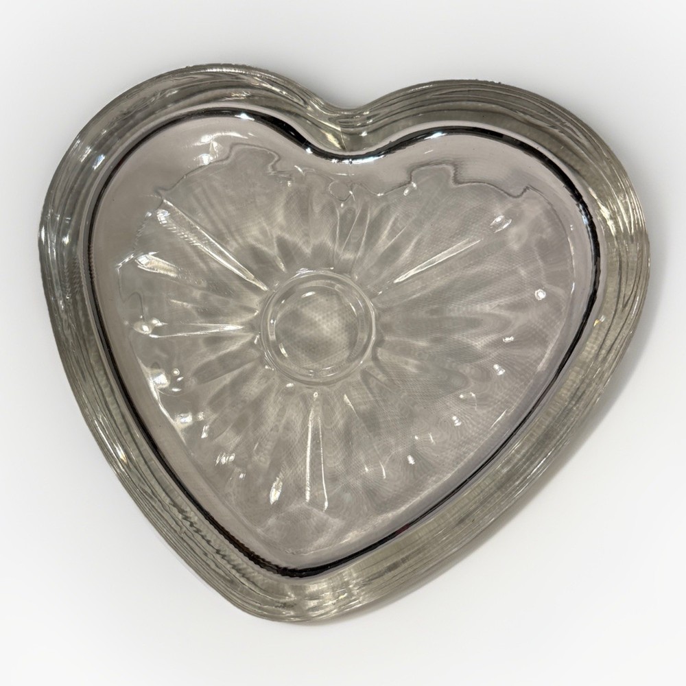 Libbey Clear Glass Heart Shaped Candy Dish Trinket Keepsake Weddings Valentine