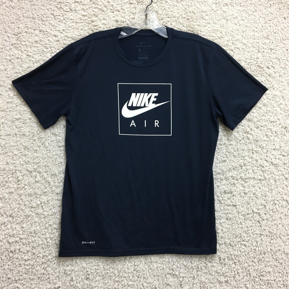 The Nike Tee Shirt Medium Adult Blue Dri Fit Athletic Cut Swoosh Logo Mens M