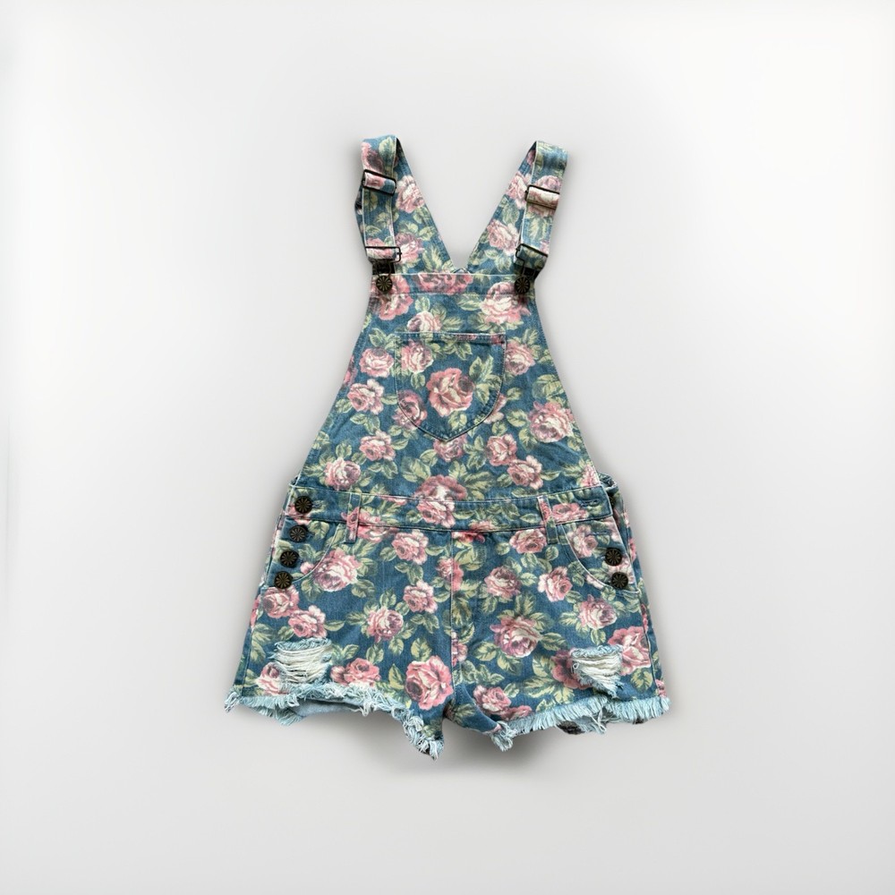 Show Me Your Mumu Bella Rose Denim Orlando Floral Overalls Size Small Boho