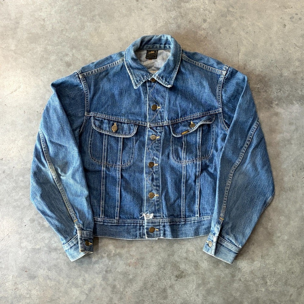 Vintage 70s Lee Riders Boxy Denim Jacket Men's Size Large Blue 21.5