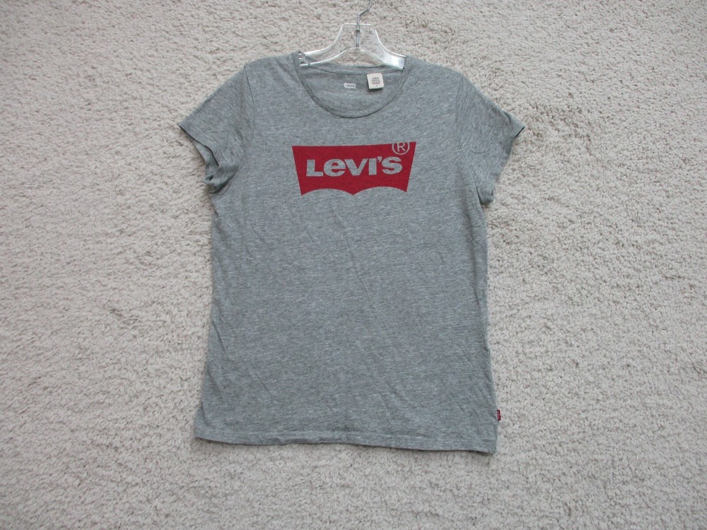 Levis Medium Gray Womens Casual Cotton Logo Graphic Tee