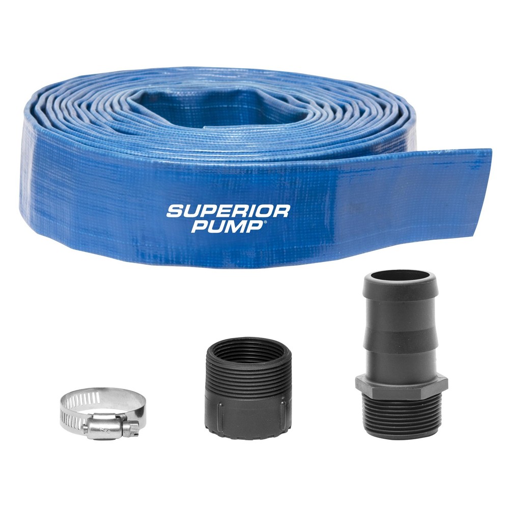 Superior Pump 99621 Lay-Flat Discharge Hose 1-1/2-Inch by 25-foot, 4-Piece