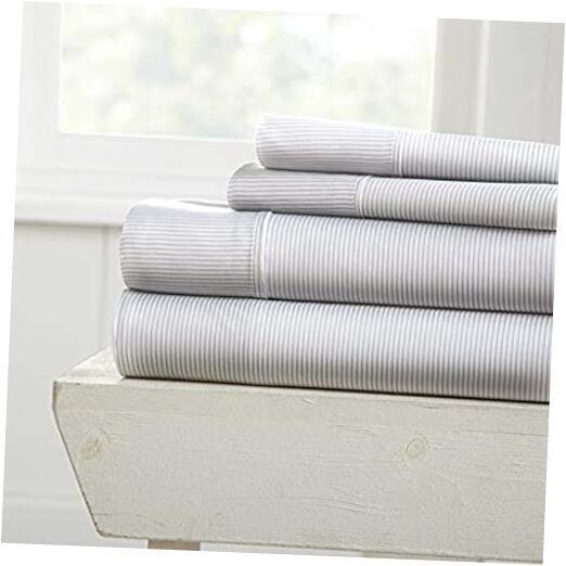 iEnjoy Home Hotel Collection Premium Ultra Soft Pinstriped Pattern 4 Piece Bed