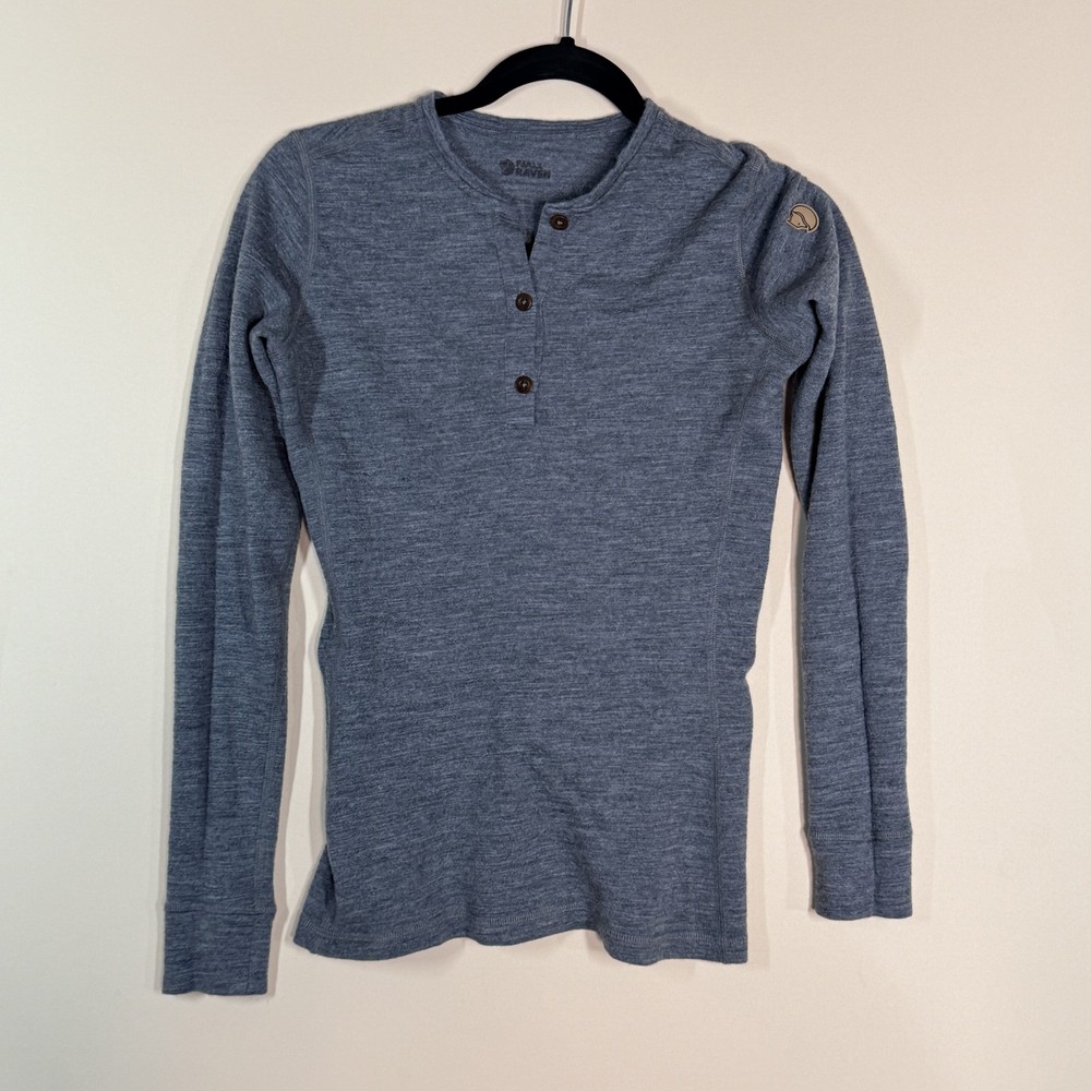 Fjallraven Henley Base Layer Thermal Long Sleeve Tee T-Shirt Grey Womens XS