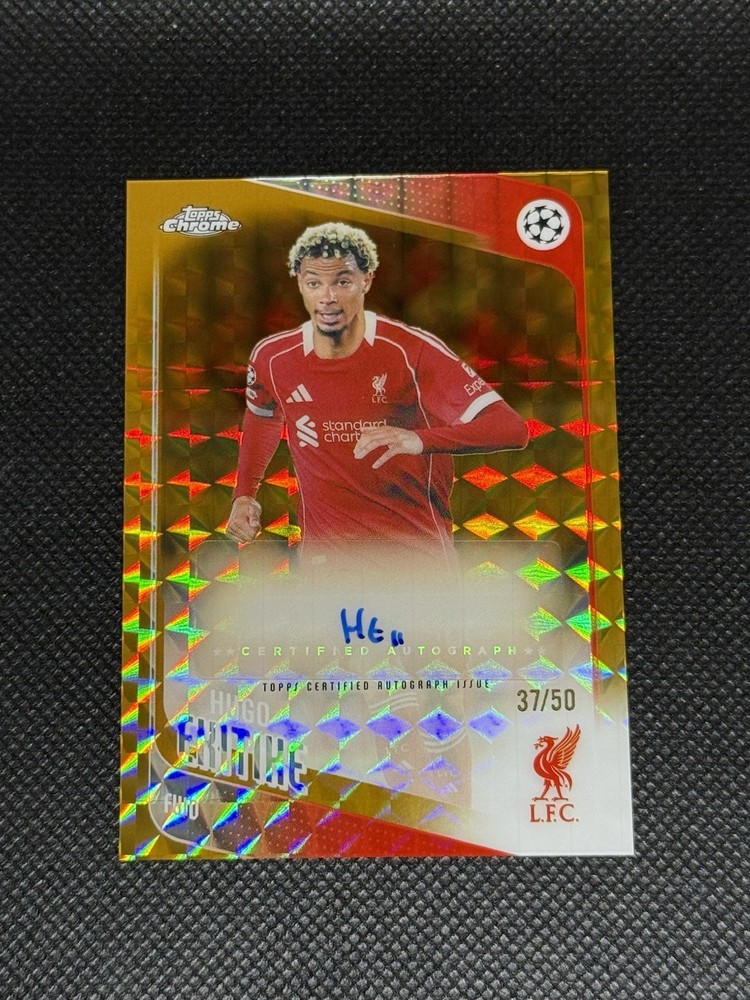 Hugo Ekitike 2025-26 Topps Chrome UEFA CC Auto Gold Geometric #/50 Liverpool