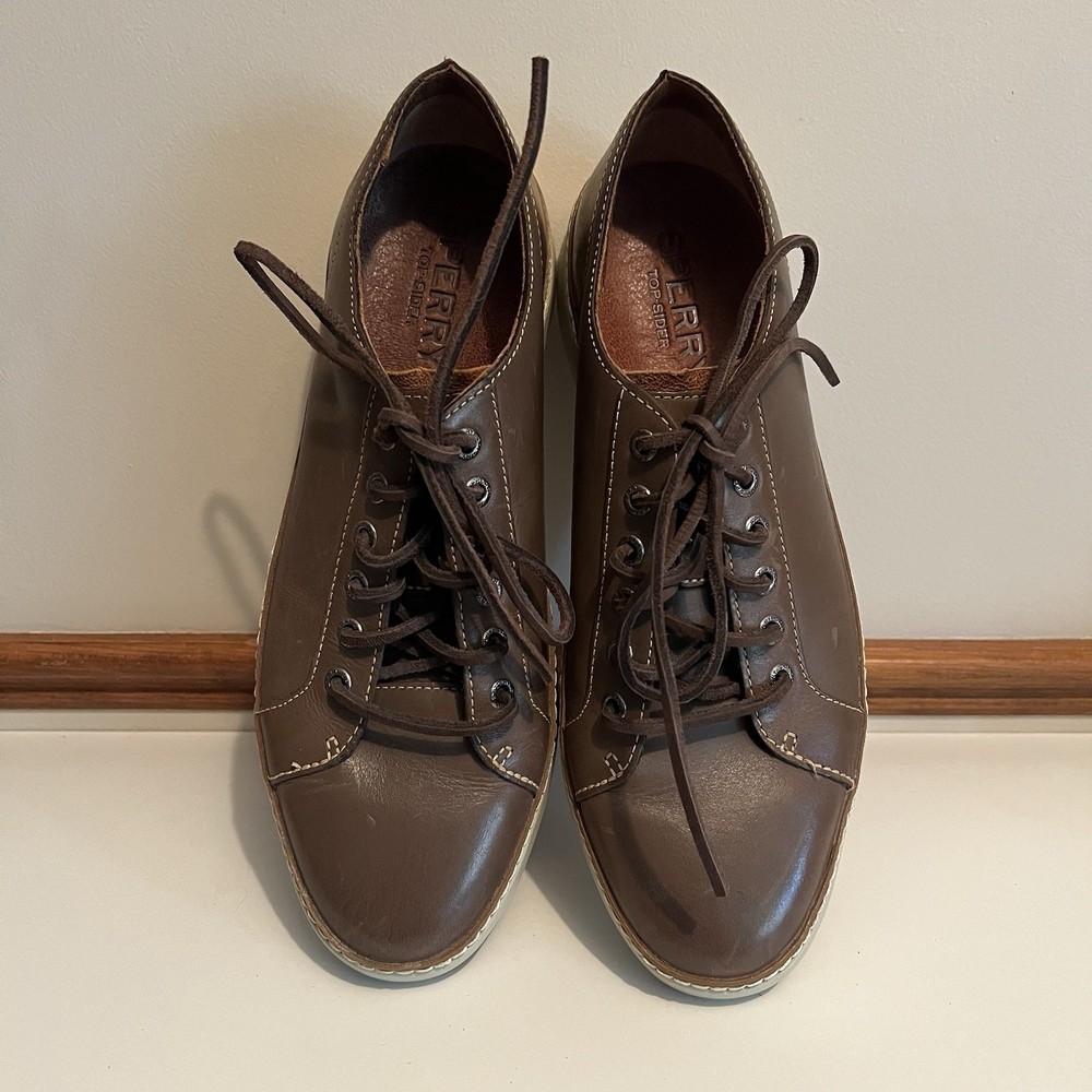 Sperry Top-Sider Clipper Men's Size 10M Brown Leather Sneakers Casual Shoes