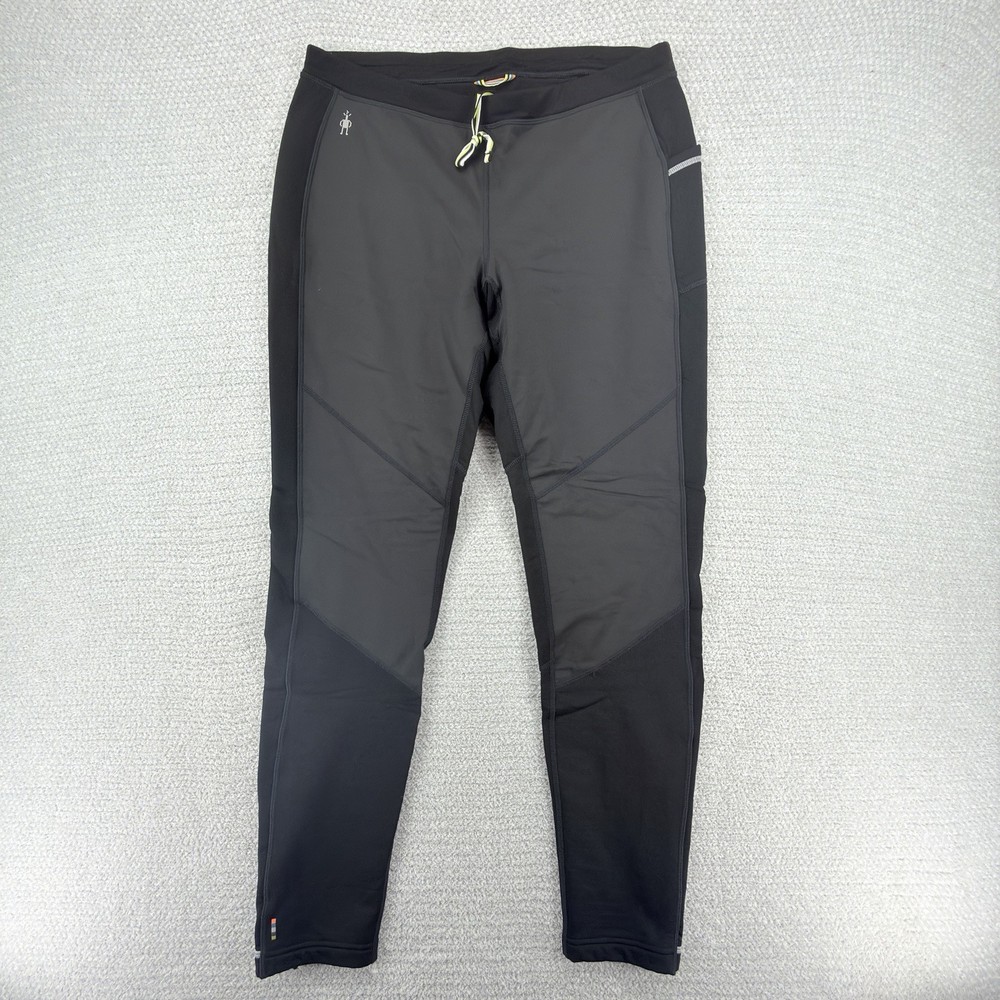 Smartwool Tights Pants Mens XL Black Merino Sport Fleece Wind Wool Ankle Zip