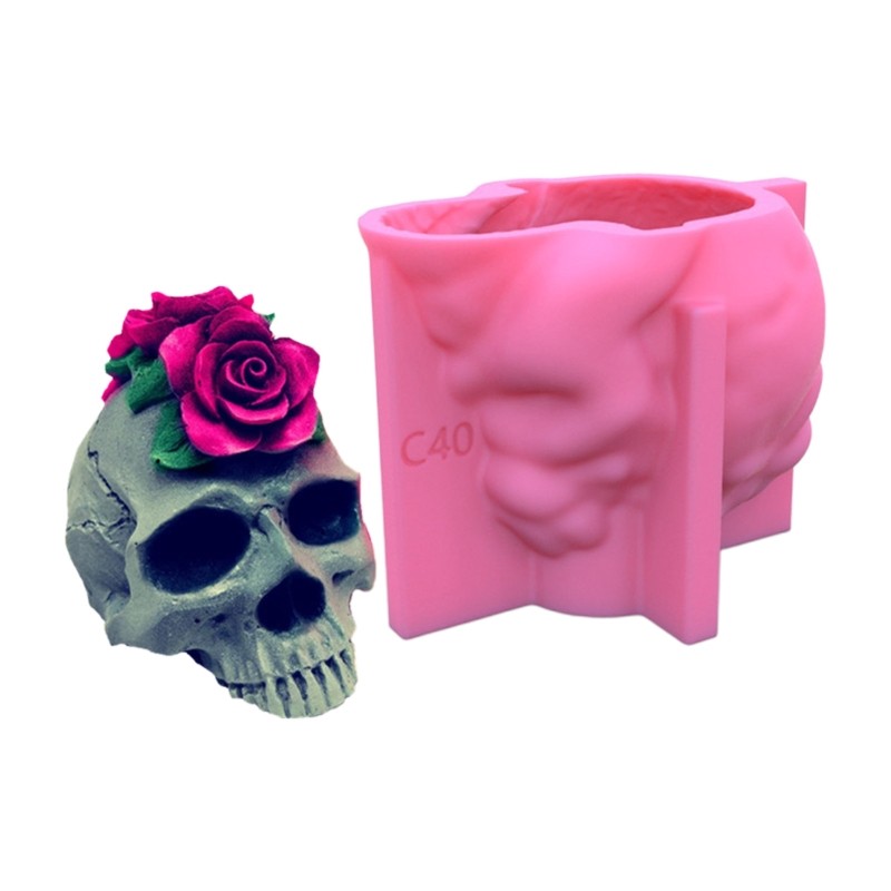 Rose Skull Silicone Mold for Resin and Polymer Clay Crafts