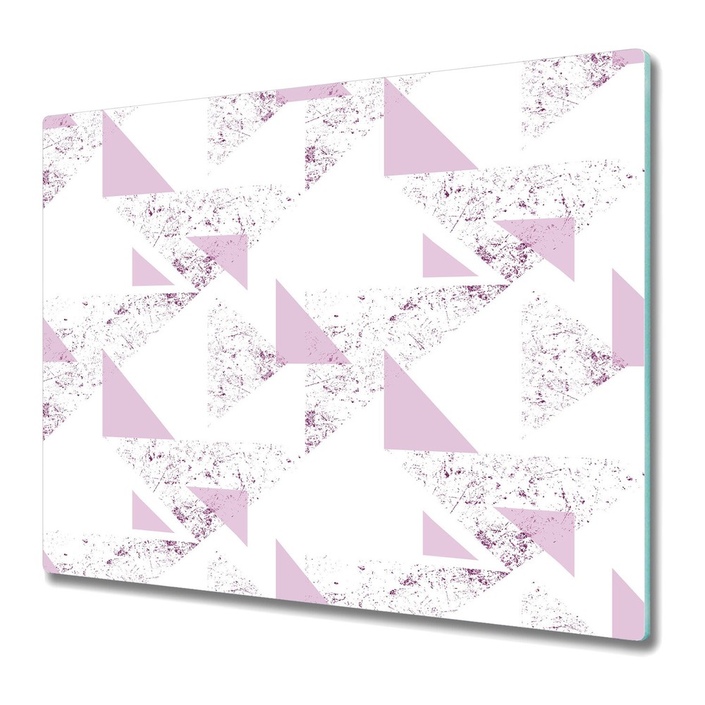Glass Kitchen Chopping Cutting Board Purple Triangle Geometric Pink 60x52