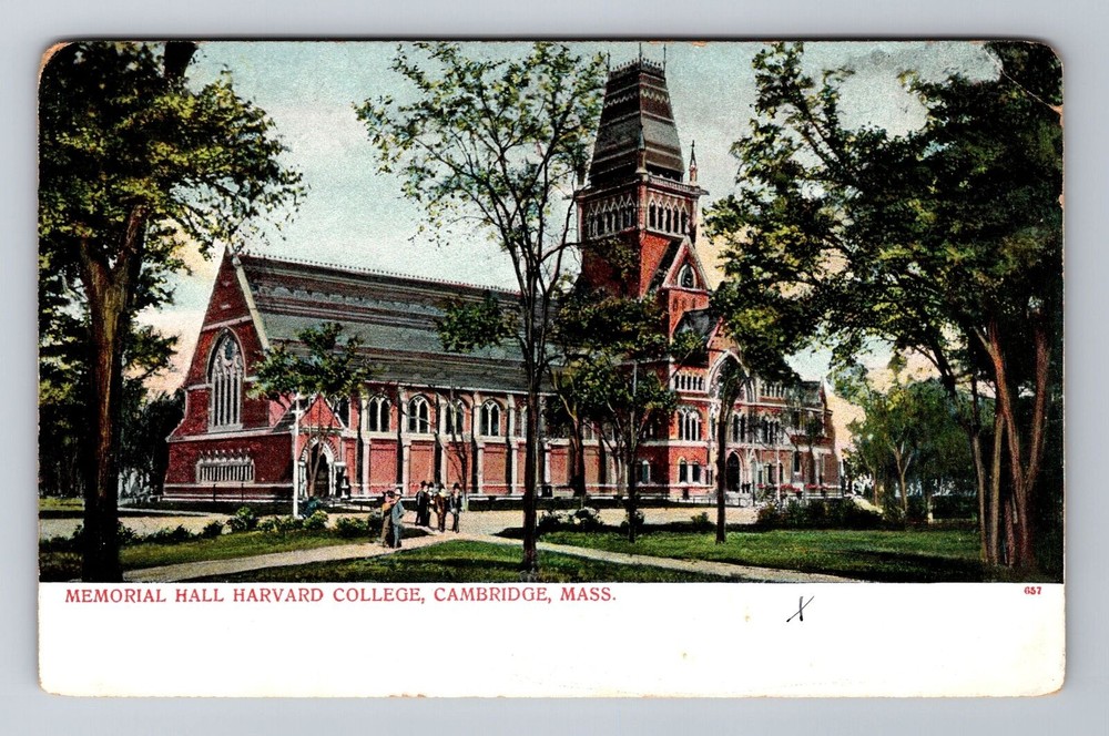 Cambridge MA-Massachusetts, Harvard College, Memorial Hall, Vintage Postcard