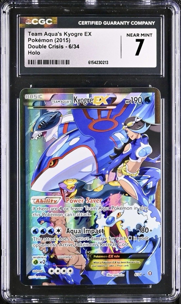 Pokémon Team Aqua's Kyogre EX 6/34 Double Crisis Full Art - CGC 7 Near Mint