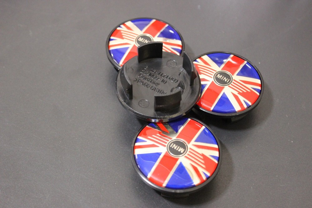 02-16 R53 R56 R50 R52 R60 R61 R55 MINI Cooper Logo Wheel Center Caps UNION JACK