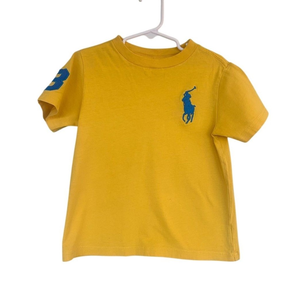 Polo Ralph Lauren Boys Big Pony Yellow T-Shirt Size 4 Short Sleeve