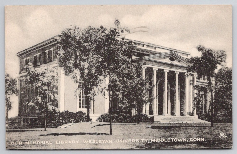 1947 Wesleyan University Olin Memorial Library Middletown CT Postcard Collotype